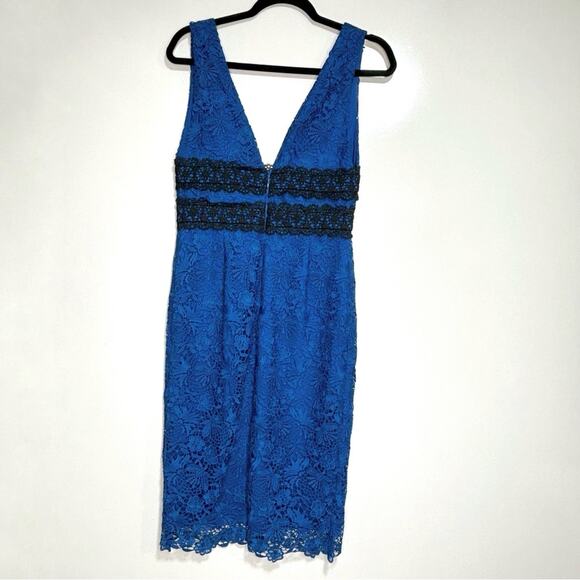 DVF Blue Viera Lace Sleeveless Shift Midi Dress V Neck 4 - Picture 5 of 11